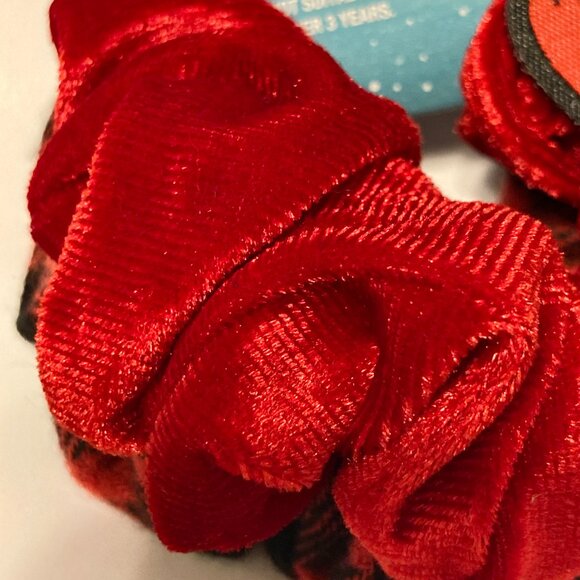 Disney Stitch Christmas Hair Scrunchie 2 Pack Santa Hat Plaid Bells Red NWT - Picture 4 of 9